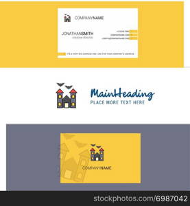 Beautiful Hunted house Logo and business card. vertical Design Vector