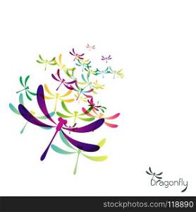 Beautiful icon dragonfly on white backgrond Vector illustration 