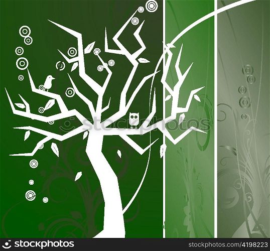 beautiful illustration of an abstract tree with leaves
