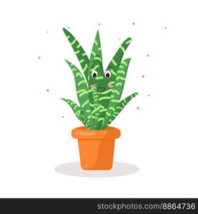 Beautiful illustration with colorful kawaii cactus pot for print design. Vector drawing.. kawaii cactus in a pot emotions cheerful