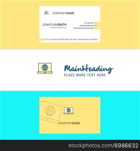 Beautiful Internet on Laptop Logo and business card. vertical Design Vector