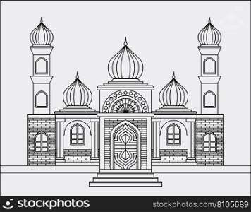 Beautiful islamic mosque architecture line art Vector Image