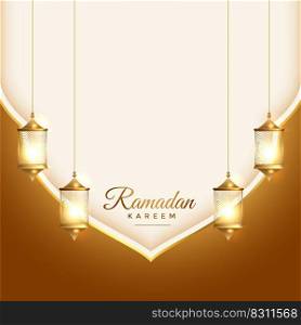 beautiful islamic ramadan kareem card with lanterns decoration