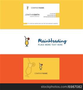 Beautiful Juice glass Logo and business card. vertical Design Vector