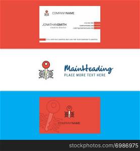 Beautiful Key Logo and business card. vertical Design Vector