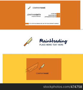 Beautiful Knife Logo and business card. vertical Design Vector