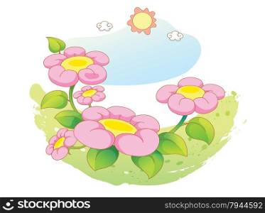 beautiful landscape flowers illustration