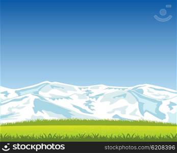 Beautiful landscape with glade and distant snow mountain. Beautiful landscape with mountain