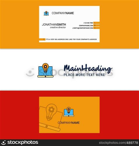 Beautiful Laptop Logo and business card. vertical Design Vector