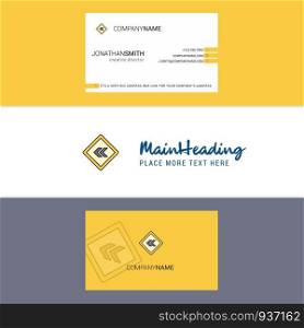 Beautiful Left arrow road sign board Logo and business card. vertical Design Vector