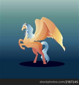 Beautiful Legend Pegasus Winged Horse Spread Wings Prancing Fantasy Creature Cartoon