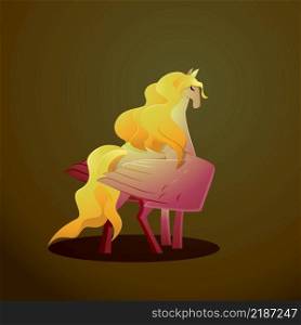 Beautiful Legend Pegasus Winged Horse Standing Back Mythology Fantasy Creature Cartoon