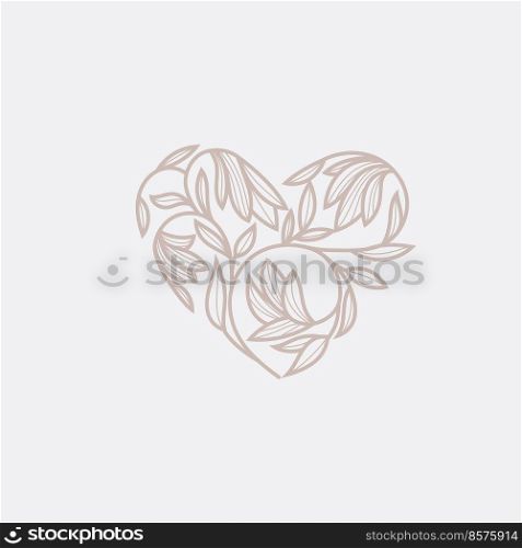 beautiful linear floral heart Hand drawn vector illustration