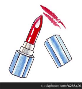 Beautiful Lipstick. Hand drawn watercolor vector. Beauty illustration.