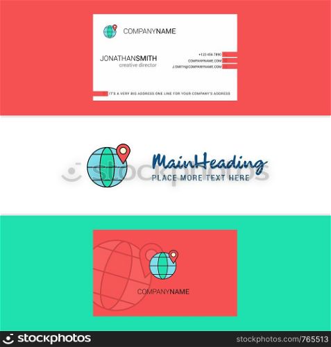 Beautiful Location on globe Logo and business card. vertical Design Vector