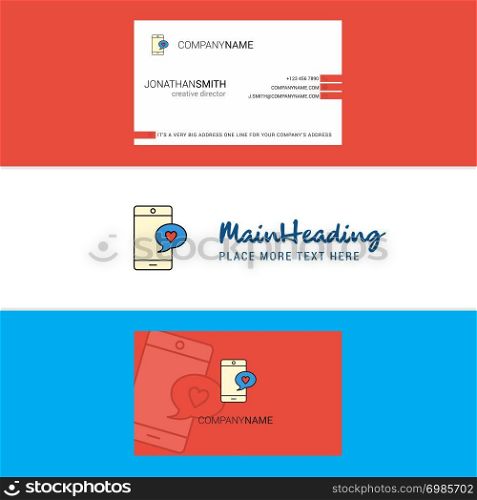 Beautiful Love chat Logo and business card. vertical Design Vector