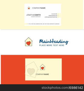 Beautiful Love house Logo and business card. vertical Design Vector