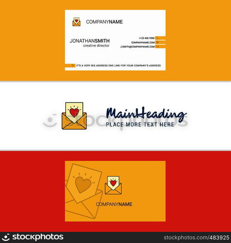 Beautiful Love letter Logo and business card. vertical Design Vector