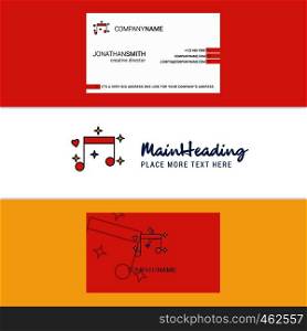 Beautiful Love Music Logo and business card. vertical Design Vector