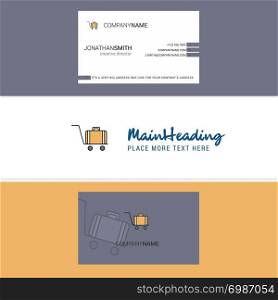 Beautiful Luggage cart Logo and business card. vertical Design Vector