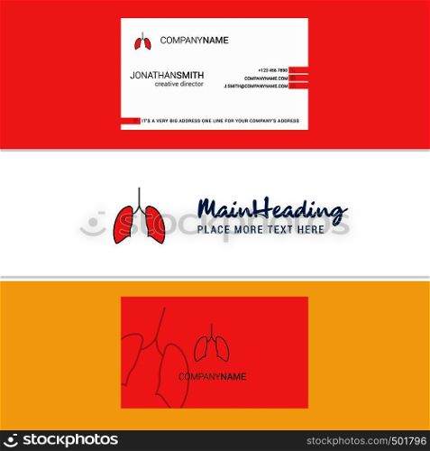 Beautiful Lungs Logo and business card. vertical Design Vector