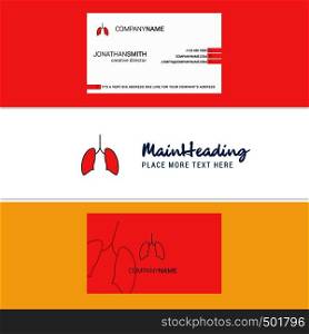 Beautiful Lungs Logo and business card. vertical Design Vector