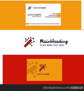 Beautiful Magic stick Logo and business card. vertical Design Vector