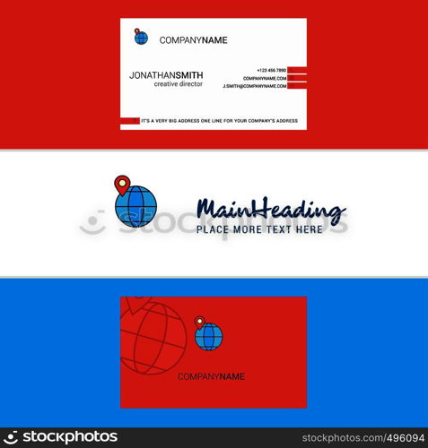 Beautiful Map location Logo and business card. vertical Design Vector