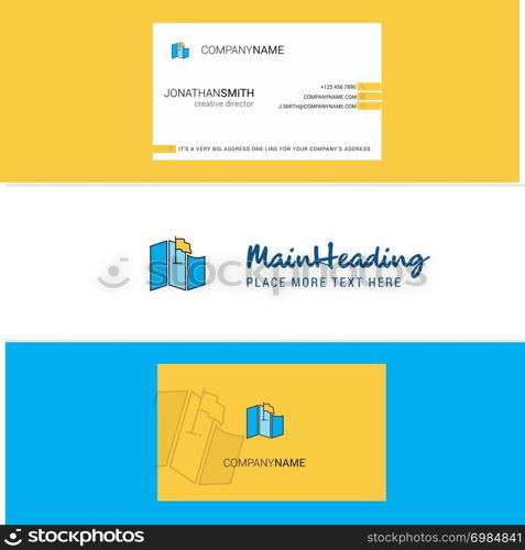 Beautiful Map Logo and business card. vertical Design Vector