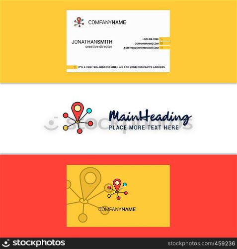 Beautiful Map pointer Logo and business card. vertical Design Vector