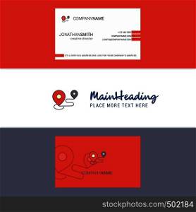 Beautiful Map route Logo and business card. vertical Design Vector