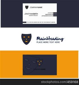 Beautiful Mask Logo and business card. vertical Design Vector
