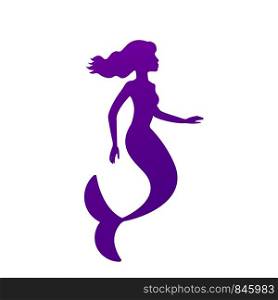 Beautiful mermaid silhouette. Siren figure icon. Beauty symbol. Vector design.