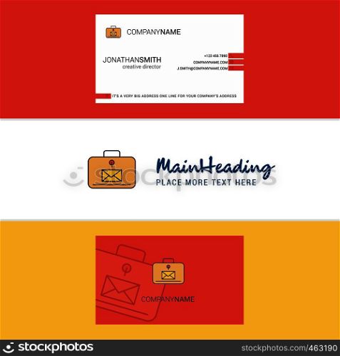 Beautiful Message briefcase Logo and business card. vertical Design Vector
