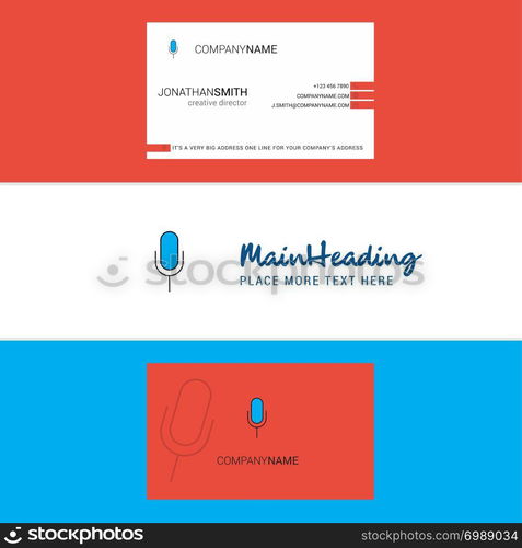 Beautiful Microphone Logo and business card. vertical Design Vector