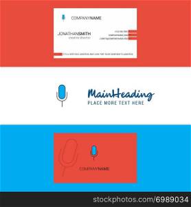 Beautiful Microphone Logo and business card. vertical Design Vector