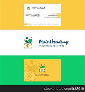 Beautiful Money plant Logo and business card. vertical Design Vector