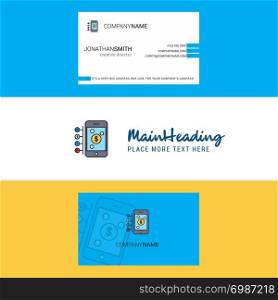 Beautiful Money through smartphone Logo and business card. vertical Design Vector