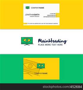Beautiful Monitor Logo and business card. vertical Design Vector