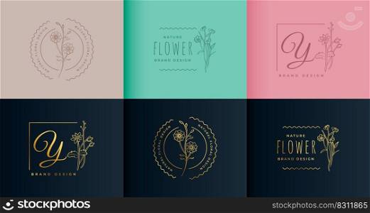beautiful monogram flower logotype collection design