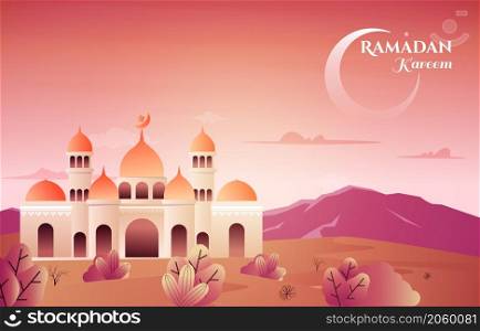 Beautiful Mosque Ramadan Kareem Greeting Islamic Holiday Muslim Celebration Card