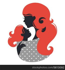 Beautiful mother silhouette with baby in a sling