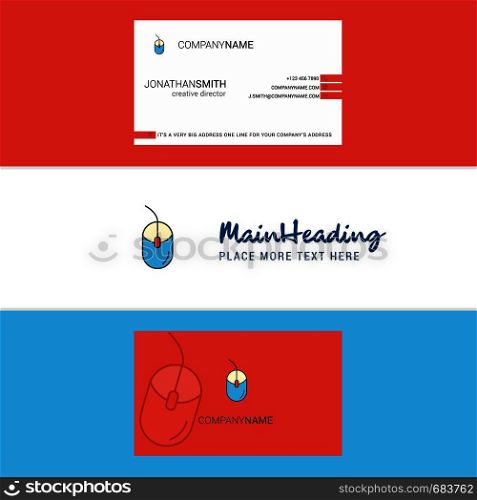 Beautiful Mouse Logo and business card. vertical Design Vector