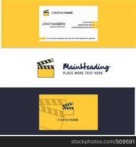 Beautiful Movie clip Logo and business card. vertical Design Vector
