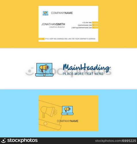 Beautiful Music on Laptop Logo and business card. vertical Design Vector
