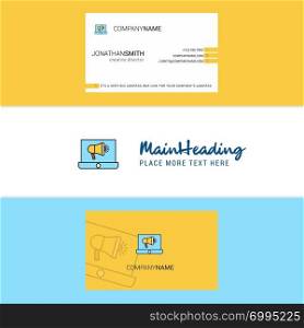 Beautiful Music on Laptop Logo and business card. vertical Design Vector