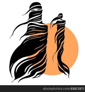 Beautiful Muslim woman. Abstract Fashion illustration.. Abstract silhouettes of east girl. Beautiful Muslim woman. Vector Fashion illustration. White background