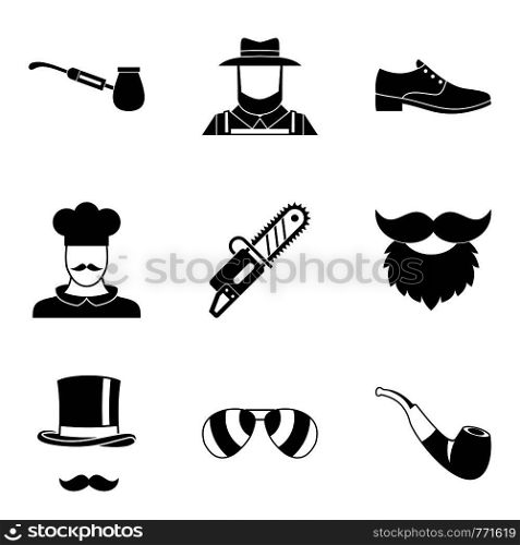 Beautiful mustache icons set. Simple set of 9 beautiful mustache vector icons for web isolated on white background. Beautiful mustache icons set, simple style