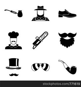 Beautiful mustache icons set. Simple set of 9 beautiful mustache vector icons for web isolated on white background. Beautiful mustache icons set, simple style