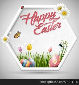 Beautiful nature background with easter egg